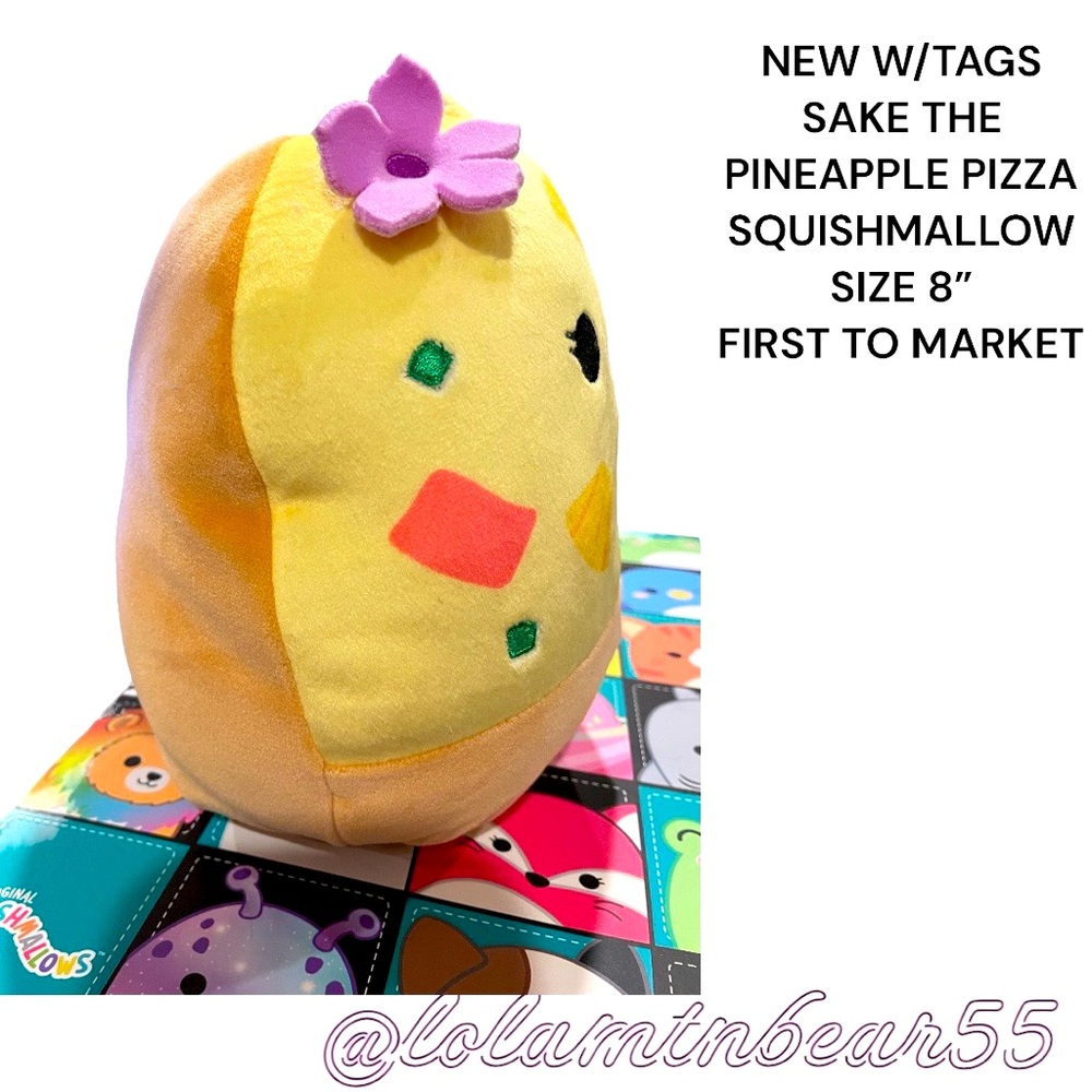 NEW W/TAGS SAKE THE PINEAPPLE PIZZA SQUISHMALLOW W/FLOWER FIRST TO MARKET SZ 8” - Picture 4 of 4